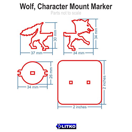 Wolf, Character Mount Marker, Grey, 2x2 Inch Base (1)
