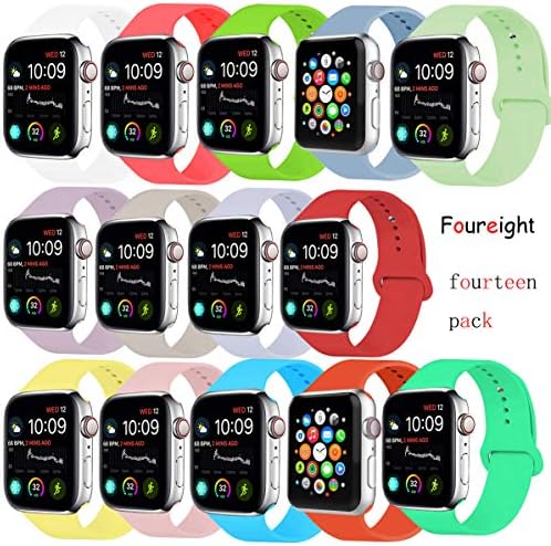 Foureight for Watch Band, Foureight Durable Soft Silicone for Watch Strap Replacement Sport Band for Watch Band Series 4 Series 3 Series 2 Series 1 Sport, Edition (Foureight 14 Pack, 40mm(38mm) S/M)