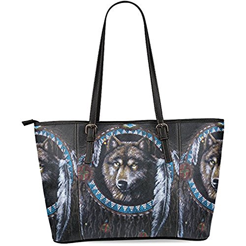 Wolf Handbags. InterestPrint Wolf Dream Catcher Women's Leather Tote
