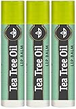 Piping Rock Tea Tree Oil Lip Balm 3 Pack 3 Tubes x 0.15 oz (4 g)