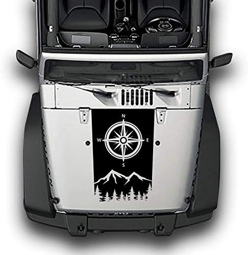 Compass Mountains Hood Decal Sticker Vinyl Compatible with Jeep Wrangler JK