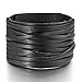INBLUE Men's Large Alloy Genuine Leather Bracelet Bangle Cuff Black Silver Punk Rock Adjustable Fit 7~9 inch