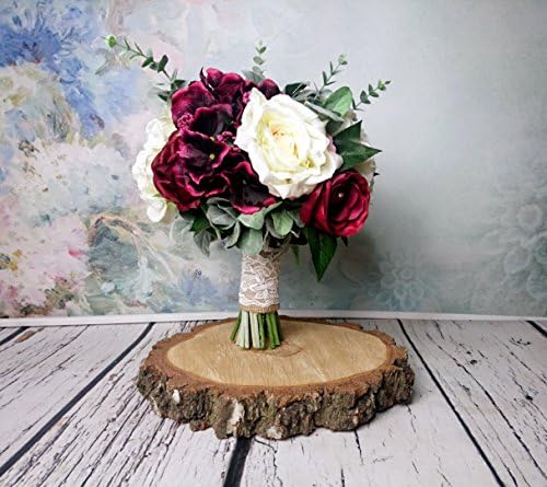 Best Quality Rustic Wedding Bouquet Silk Flowers Burgundy Greenery