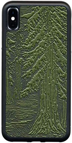 Leather iPhone Case for iPhone XR, Rugged, Flexible TPU iPhone Holder with Embossed Top Grain Cowhide Leather, Handcrafted in USA, Forest by Oberon Design (XR)