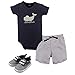 Hudson Baby baby boys Cotton Bodysuit, Shorts and Shoe Layette Set, Sailor Whale, 0-3 Months US