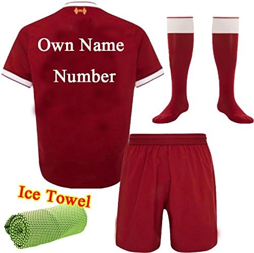 FC FirstClass 2017-18 Football Soccer Red Home Kit Sportwear Short Sleeve Kids Shirt & Shorts & Socks & Free Ice Face Cloth 3-12 YRS Jersey (Add Own Name And Number, 5-6 years)
