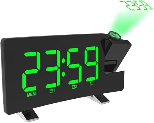 NCBH Reloj Despertador de proyección LED Pantalla Curva Proyector ...