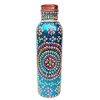 Rastogi Handicrafts Pure Copper Bottle 900 Ml Hand Painted