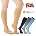 Knee High Compression Socks for Women & Men, 15-20 mmHg - Edema Pain Relief - Nurse, Travel, Pregnancy & Running - Lightweight Graduated Nursing Sock - Compression Stockings for Women, Beige L