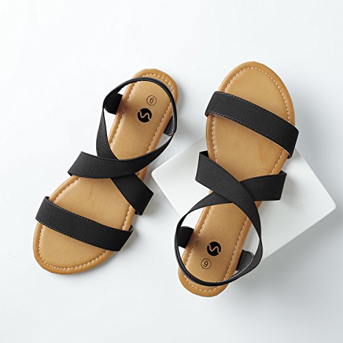 Rekayla Elastic Ankle Wrap Flat Sandals for Women Black 09 - Thumbnail 2