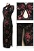7Fairy Women's Bodycon Black/Red Keyhole Long Chinese Dress Cheongsam