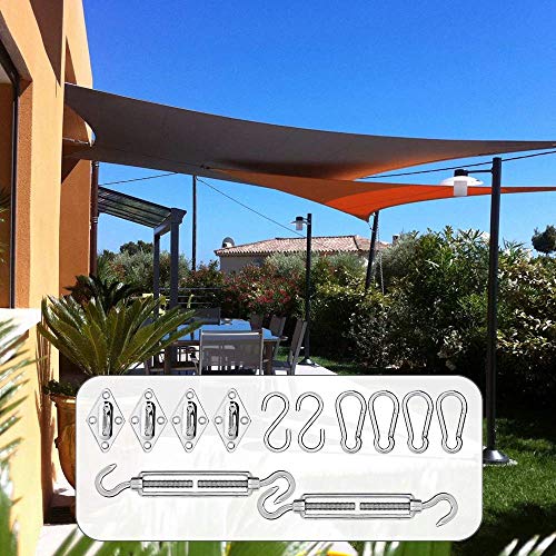 KIPIDA Sonnensegel Befestigungs Kit,44 Stück Sonnensegel Zubehör Edelstahl Spannschraube Karabiner Montageset für… – Bild 6