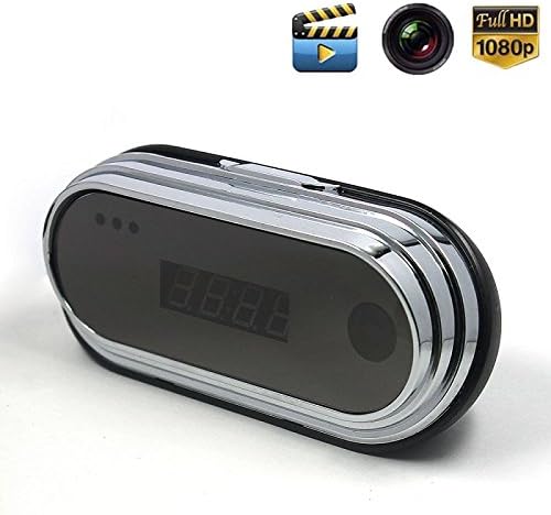 Hidden Camera Alarm Clock Motion Activated Security Pinhole Nanny Camera 1080P HD Loop Video Recorder Spy Clock Home Security Camera, Black