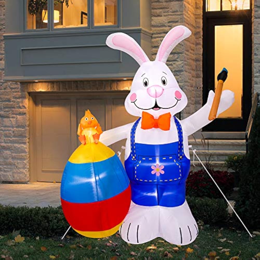 6FT Easter Inflatable Bunny With Egg Cute Fun Holiday Blow Up Party