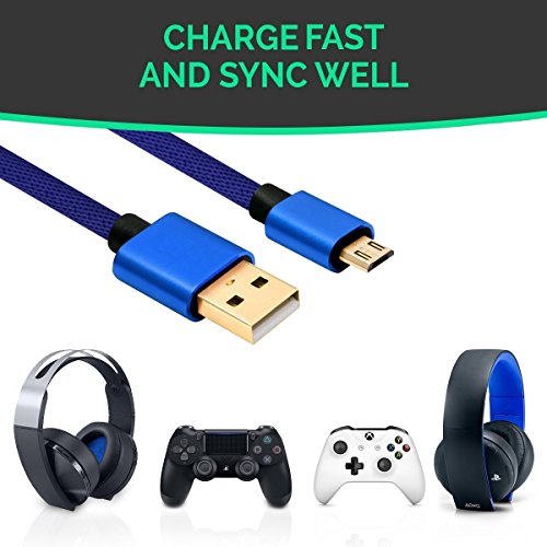 image for TPFOON 2Pcs Pack 10ft PS4 Controller Charger Charging Cable, Data Sync