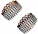 Parcelona French Open Curved Shell Set of 2 Celluloid Side Hair Combs - 3 Inch
