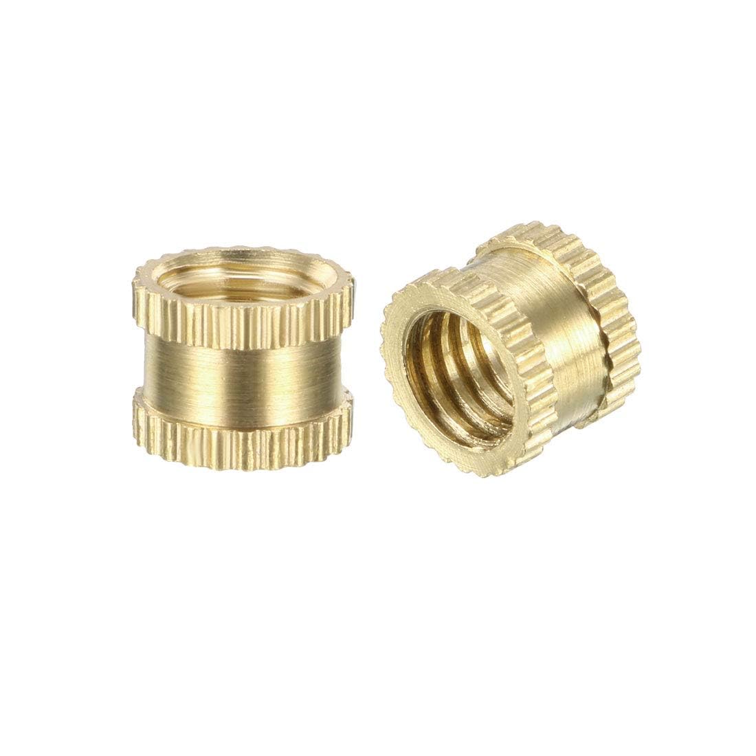 TOP-VIGOR 50Pcs Threaded Insert Knurled Nuts, M6 x 6mm x 8mm OD Brass Female Thread Knurled Nuts, Embedment Nut Insert for 3D Printer — image 1