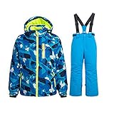 WOWULOVELY Boy's Ski Jacket Pants Windproof Snow Suit Waterproof 2-Piece Snowsuit Girls Unisex