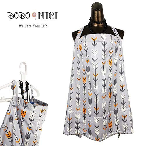 Nursing Cover Privacy Breastfeeding Cover with Sewn in Burp Cloth Soft Breathable Cotton, carseat Stroller Canopy Apron Cover Up for Breast Feeding Babies in Public, Storage Pouch Full Coverage - Thumbnail 5