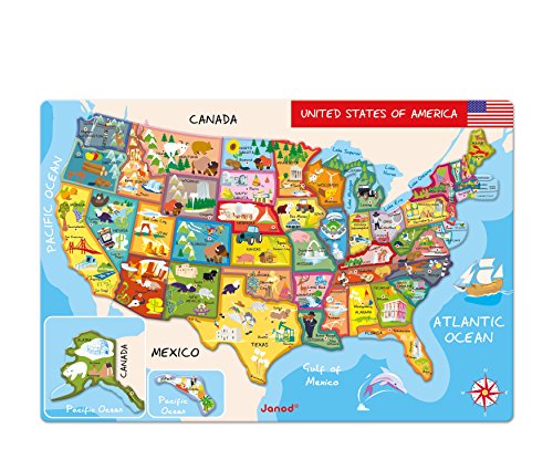 Janod Magnetic USA Map, 19.7-Inches x 13.4-Inches