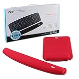 Nex® Mouse Mat with Wrist Rest Pad Mouse Pad Keyboard Mouse Memory Foam Stress Disorder Pads Kit Wrist Rest Pad for Surfing and Gaming (Red)