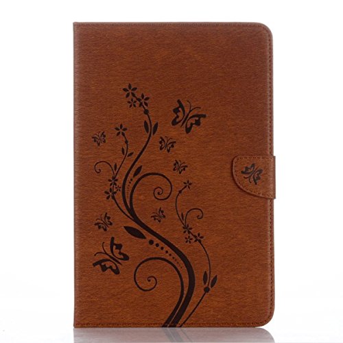 Galaxy Tab A 10.1 with S pen Case,Gift_Source [2 Card Slots] Premium PU Leather Emboss Butterfly Flower Case Slim Folio Flip Wallet Stand Cover for Samsung Galaxy Tab A 10.1" with S pen P580 [Coffee]