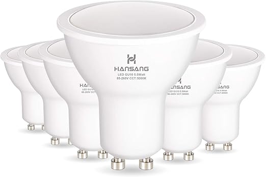 Amazon Co Jp Gu10 Led電球 ハンザング照明 Led 5 5ワット交換用 50w ハロゲン 85 265vac 550 ルーメン 5000k デイライト 1 つや消しmr16 形状 Gu10電球 トラック照明 6個パック Diy Tools Garden