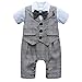 Baby Boy Short Sleeve with Bowtie Checked Gentleman Romper Toddler Outfit Clothing Set 1pcs Jumpsuit (Label 80/6-12 Months, Blue)