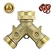 SOMMERLAND A1005 Heavy Duty Brass Y 2 Way Garden Hose Connector with Complimentary Hose Washer 10 PCS Pack