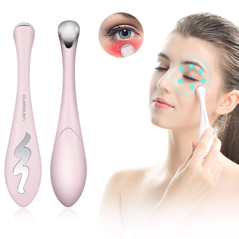 Eye Massager, Ionic Eyes Facial Massager Wand with 40 ℃ Heated, Dark Circle Remover, Eliminate Eye Bags & Puffy Eye FDA Certificeted Safe: Beauty