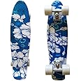 Lmai 22" Cruiser Skateboard Graphic WFBB Floral Flower Board Complete Skatebaord (White Wheels)