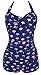 Ebuddy Elegant Retro Inspired Boy-Leg One Piece Ruched Monokinis Swimsuit,Umbrella Print,16(tag XXXL)