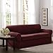Zenna Home MAYTEX Pixel Ultra Soft Stretch 2 Piece Furniture Cover Sofa Slipcover, Wine