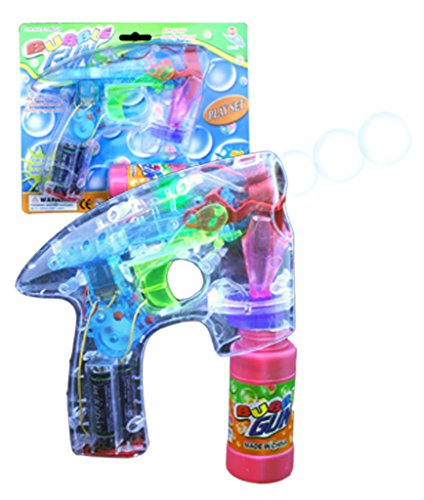 Rhode Island Novelty Light-Up LED Transparent Bubble Gun (Colors May Vary)