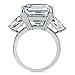 BERRICLE Sterling Silver 3-Stone Wedding Engagement Rings Asscher Cut Cubic Zirconia CZ Statement Cocktail Anniversary Ring for Women, Rhodium Plated Size 6