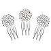 BriLove Women's Bohemian Flower Cluster Crystal Bridal Wedding 3 Hair Comb Clip Set Silver-Tone Clear