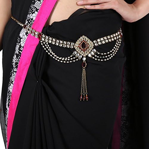 Kauberi Jewels Women's Waist Hip Belt Chain Kundan Kamarband