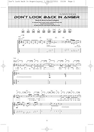 10 Minute Teacher Oasis Don T Look Back In Anger For Guitar Guitar Drawer Amazon Co Uk Musical Instruments