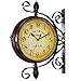 Homello Vintage Double Sided Wall Clock Iron Metal Silent Quiet Grand Central Station Wall Clock Art Clock Decorative Double Faced Wall Clock 360 Degree Rotate Antique Wall Clock (Dark Brown Color)