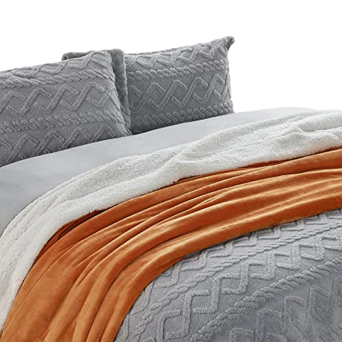 Bedsure Sherpa Fleece Blankets Twin Size Orange Fall Color Autumn Thick Fuzzy Warm Soft Twin