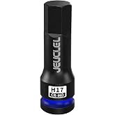 JEUCLEL 17mm Hex Impact Bit Socket, H17 1/2" Drive Allen Socket, Cr-Mo | 3-Inch, Lengthen Hex Screwdriver Adapter for Electric Ratchet Wrenches Fastening Screws, Socket Wrench, Head Drill