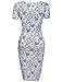 Hotouch Womens Slim Floral Pencil Short Sleeve Wear to Work Business Dresses(Blue,M)