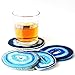 Airblasters Blue color 3.5-4 inch Natural Sliced Agate Coaster with Rubber Bumper Set of 4