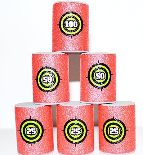 Soft Foam Target Cans 6-pack, Compatible with Nerf Guns, Nerf War Party Accessory, Travel Games, By BlaydesSales