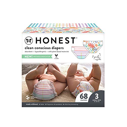 The Honest Company Clean Conscious Diapers | Plant-Based, Sustainable | Wild Thang + Flower Power | Club Box, Size 3 (16…