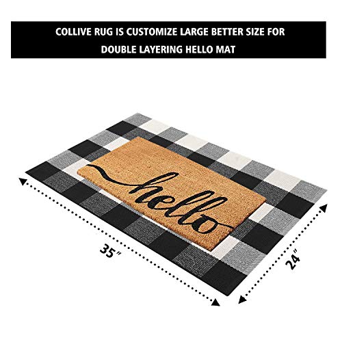 Buffalo Plaid Outdoor Rug Runner 24'' x51'', KIMODE Christmas White/Red