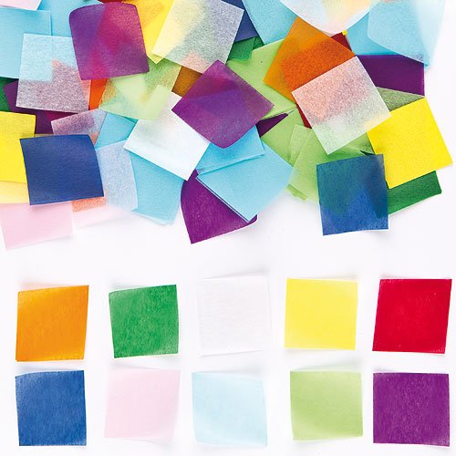 Baker Ross Colored Mini Tissue Squares 10 Assorted Colors, 38mm x 38mm Kids Craft Activities, Card Making, Scrapbooking (Pack of 4000)