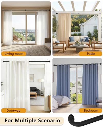 ASULUPHY Blackout Curtain Rod 32-90 In, Wrap Around Window Curtain Rods, 1 Inch Diameter Adjustable Door Curtain Rod, Long Curtain Rod with Brackets, Heavy Duty Drapery Rod for Bedroom