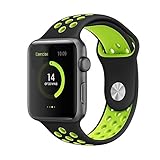 AdMaster Apple Watch Bands 42mm,Soft Silicone Replacement Wristband for iWatch Apple Watch Series 1/2/3 - S/M Black/Volt