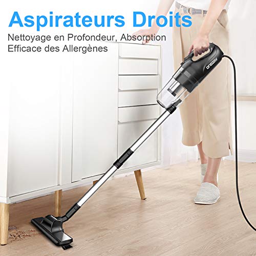 Aspirateur balai sans sac ONEDAY Aspirateur à Main Sans Sac cable 6 en 1 Portable Cyclonique 15Kpa (10m)